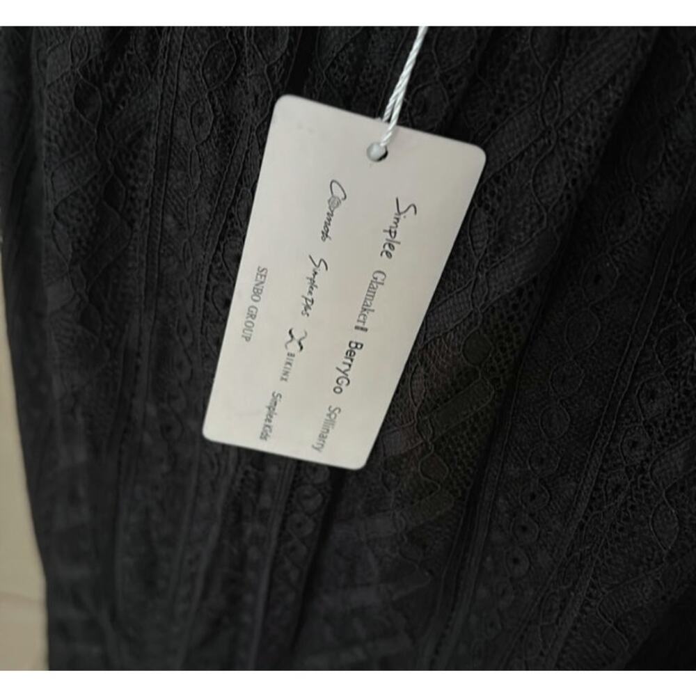 NWT $69 Women's Simplee Black Maxi Wrap Dress Size Large - Picture 4 of 6